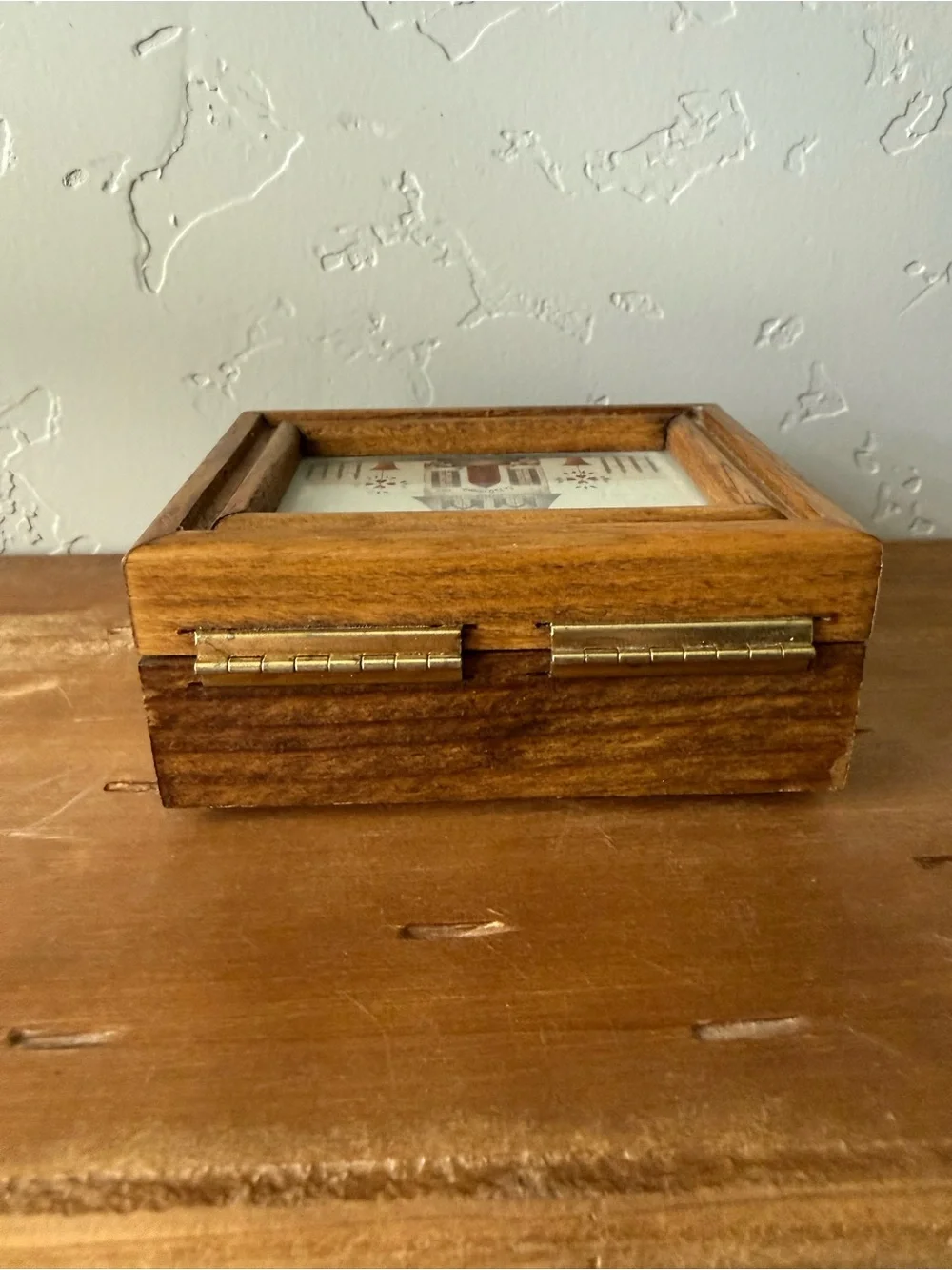 Brown Wood Trinket Box with 'Home is a Special Place' Artwork